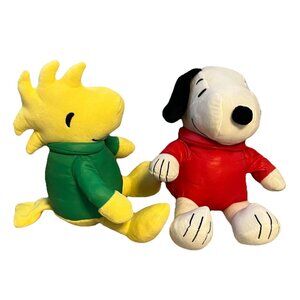 Set of 2 Peanuts Snoopy & Woodstock with Puffer Jackets 8" Plush Toys - NWT